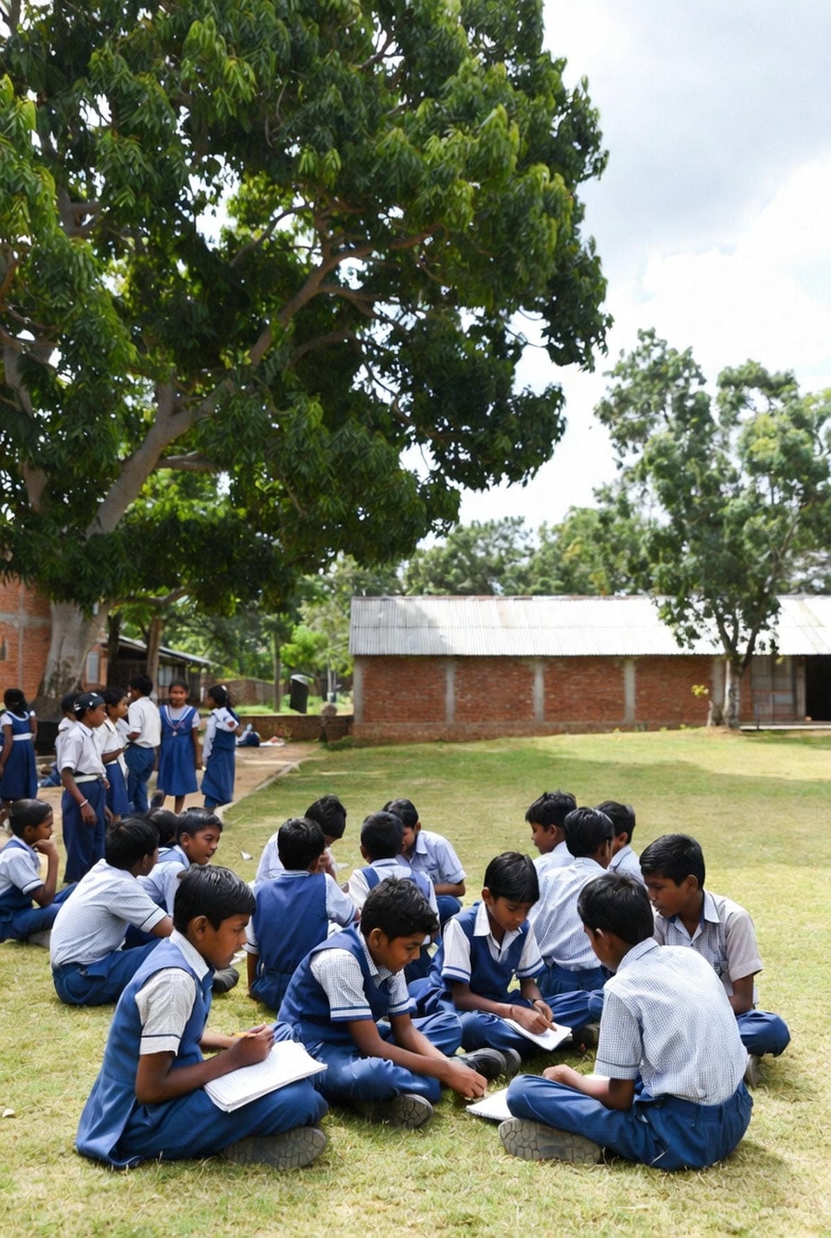 Children studying in the ground at UMMET Foundation